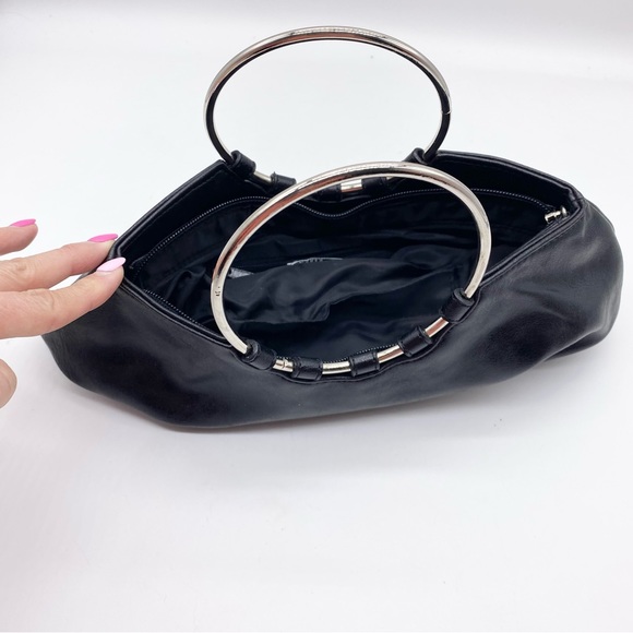 WHBM Black Faux Leather Zipper Handbag - Picture 2 of 11